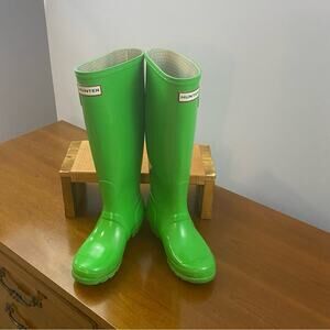 Hunter Original Gloss Tall Boot Kelly Green Women’s Size 5 Outdoors Shiny